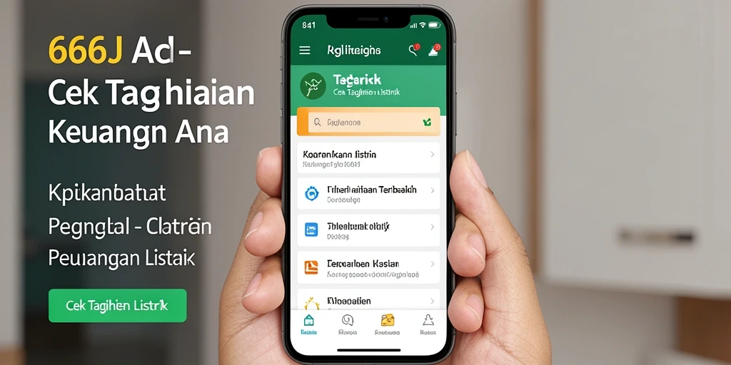 Tampilan antarmuka aplikasi 666J untuk cek tagihan listrik.