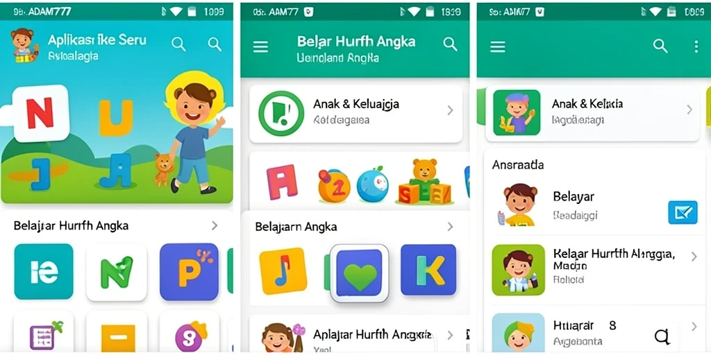Antarmuka aplikasi Belajar Huruf Angka yang interaktif dan menarik.