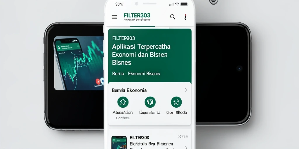Antarmuka aplikasi FILTER303 menampilkan berita ekonomi dan bisnis terkini.