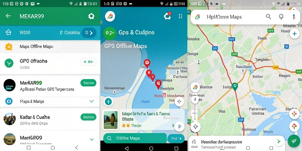 Tampilan antarmuka pengguna MEKAR99 dengan fitur GPS Offline Maps.