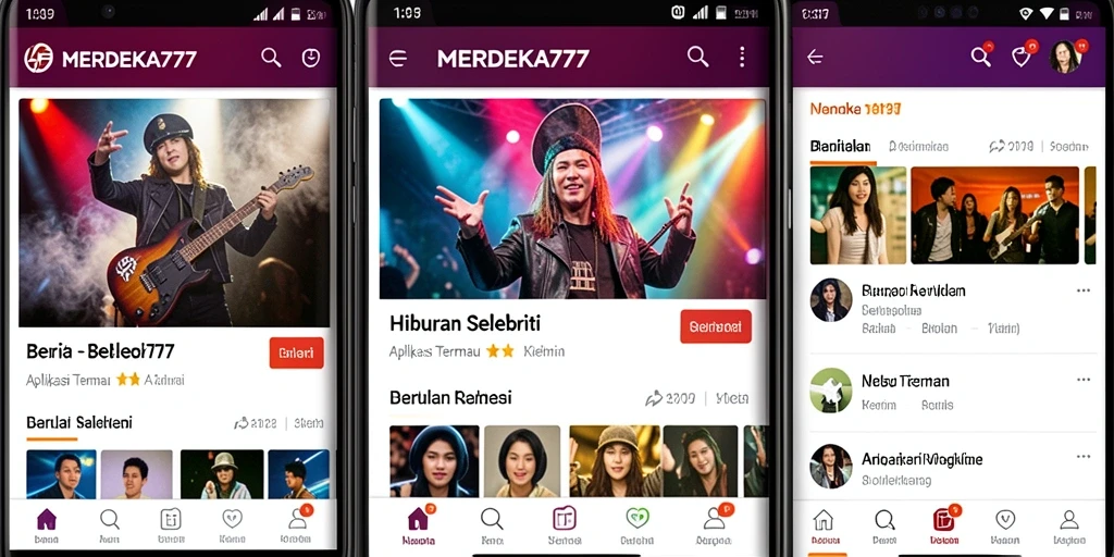 Antarmuka MERDEKA777 menampilkan berita dan foto selebriti dengan menarik.