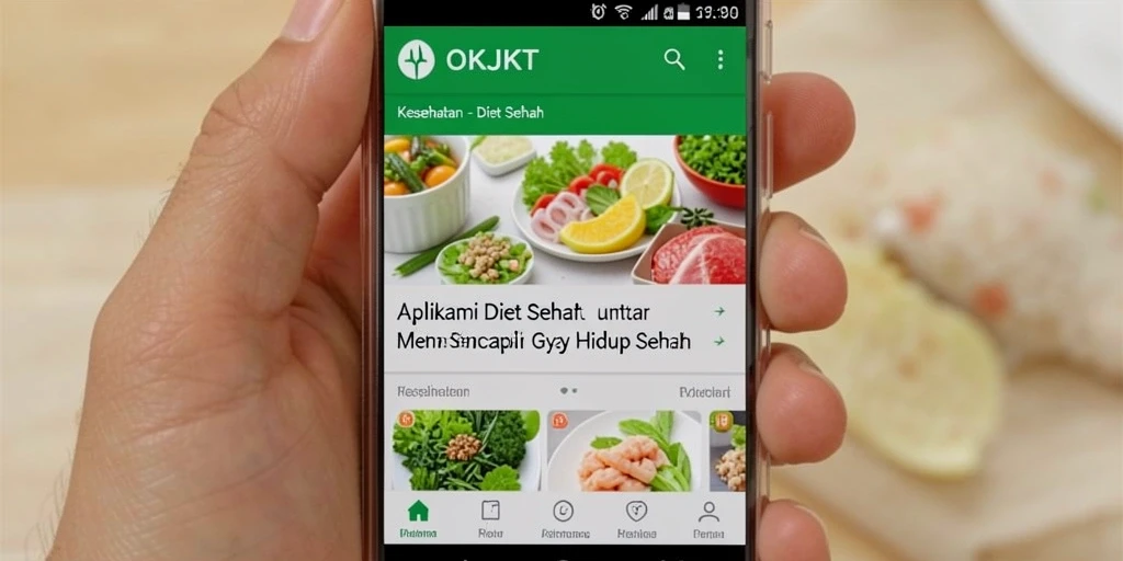 Antarmuka aplikasi OKJKT dengan fitur Diet Sehat yang menarik.