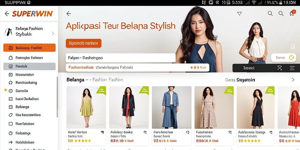 Tampilan antarmuka aplikasi SUPERWIN yang modern dan stylish.